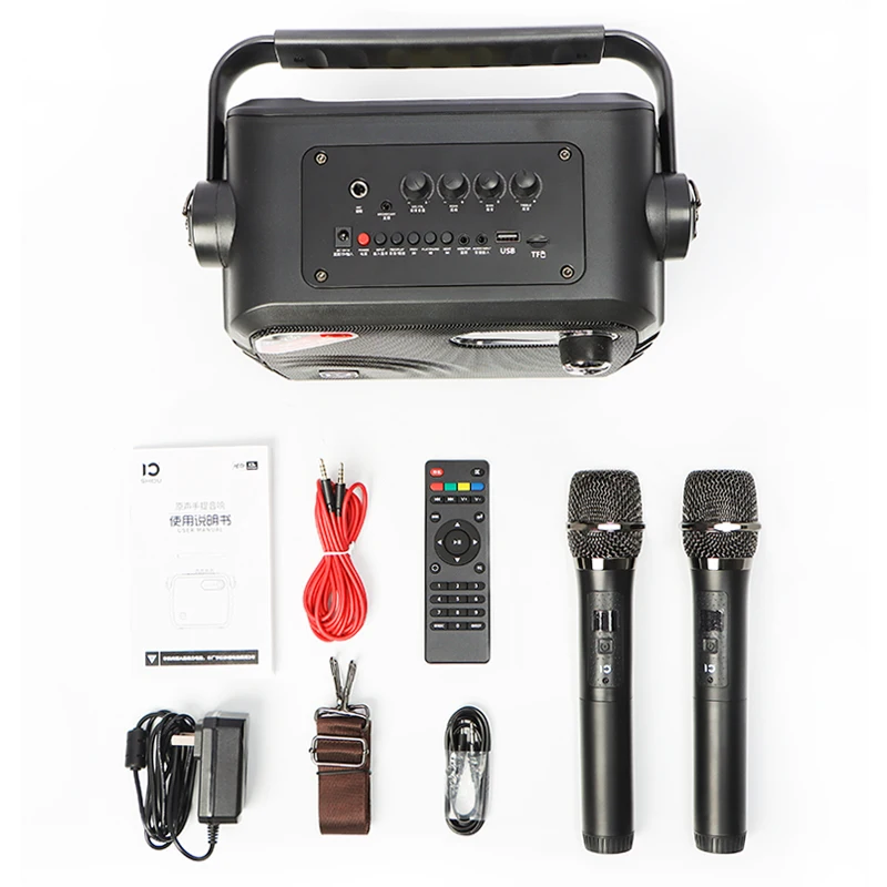 구매 SHIDU-40W 베이스 앰프 휴대용 가라오케 스피커, 무선 마이크 포함