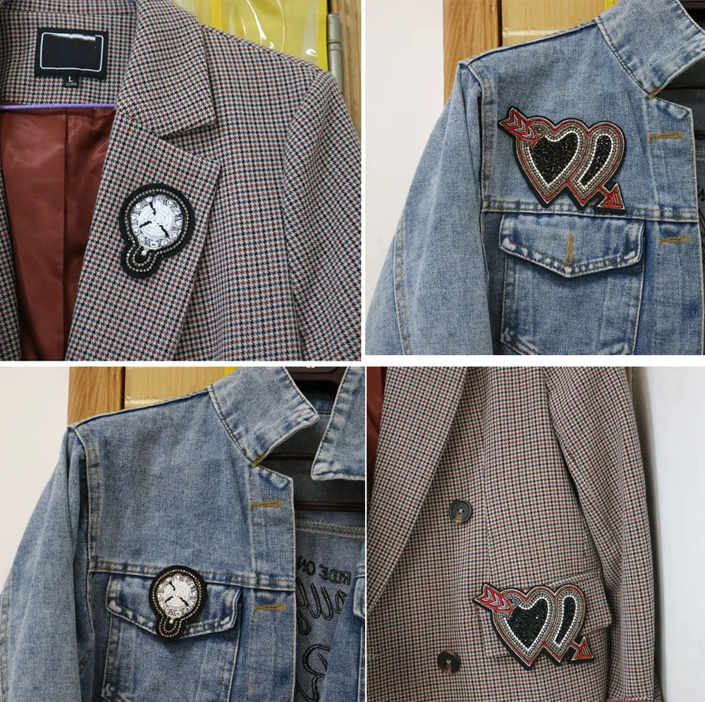 1 шт. вышитые бисером нашивки со стрелками в форме сердца для одежды вышивка