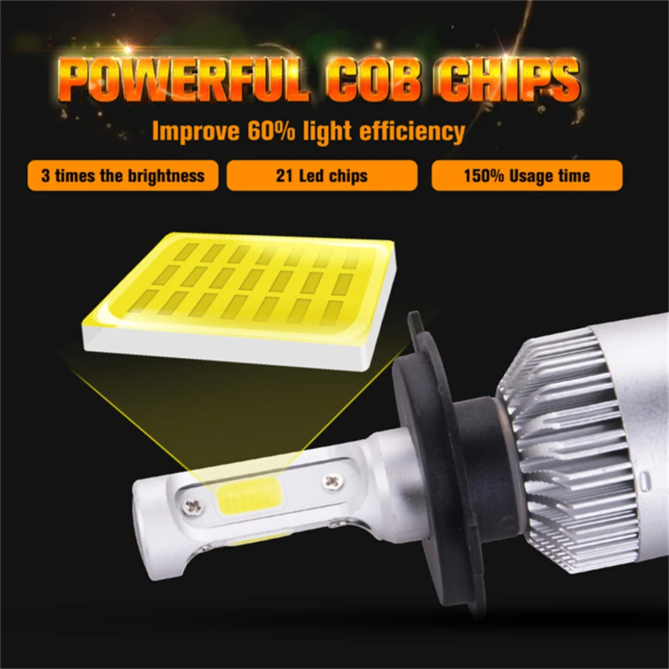 2 шт. Автомобильные светодиодные лампы H4 H7 светодиодный 3 H11 9004 9005 9006 9007 72 Вт 6500