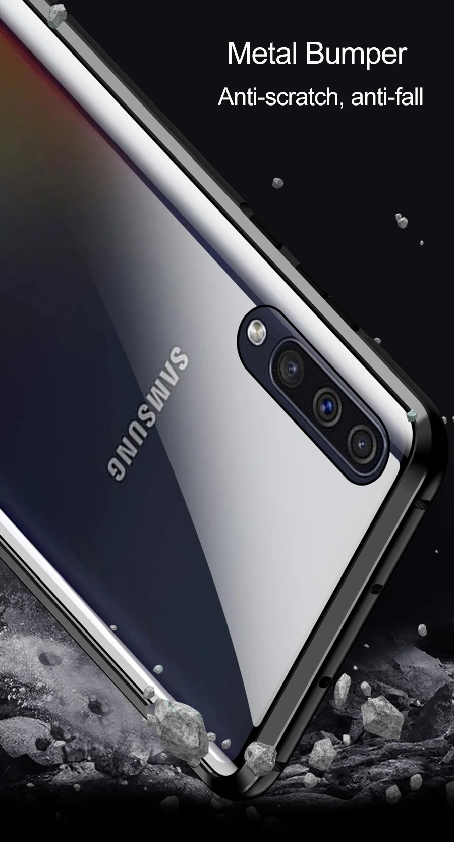 Магнитный чехол для samsung Galaxy A50 A40 A30 A20 A10 A60 A70 M30 M20 M10 A7 металлический корпус закаленное Стекло задняя крышка