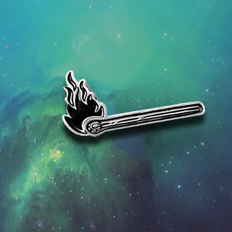 Черная блестящая Готическая эмалированная брошь в виде огня для матча изящный