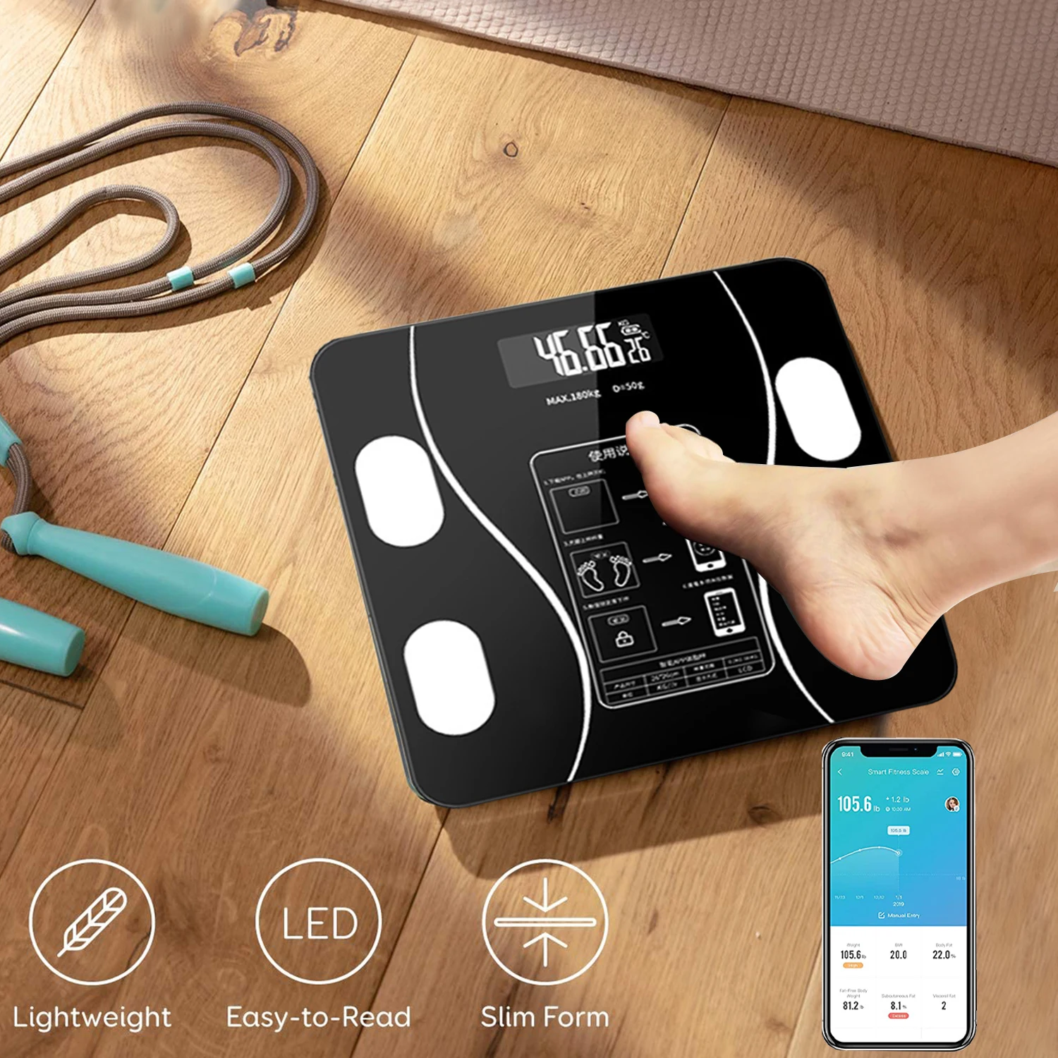 

Body Fat Scale Smart Wireless Digital Bathroom Scale Body Composition Analyzer Weight scale that can be connected to Bluetooth