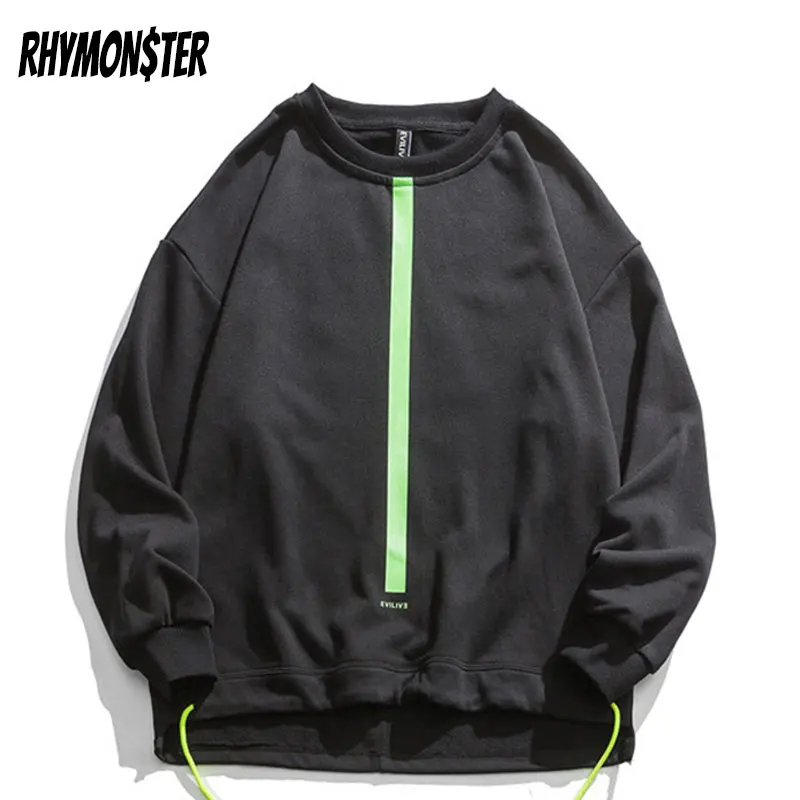 RHYMONSTER пуловер контрастных цветов в полоску с буквенным принтом Свитшот оверсайз