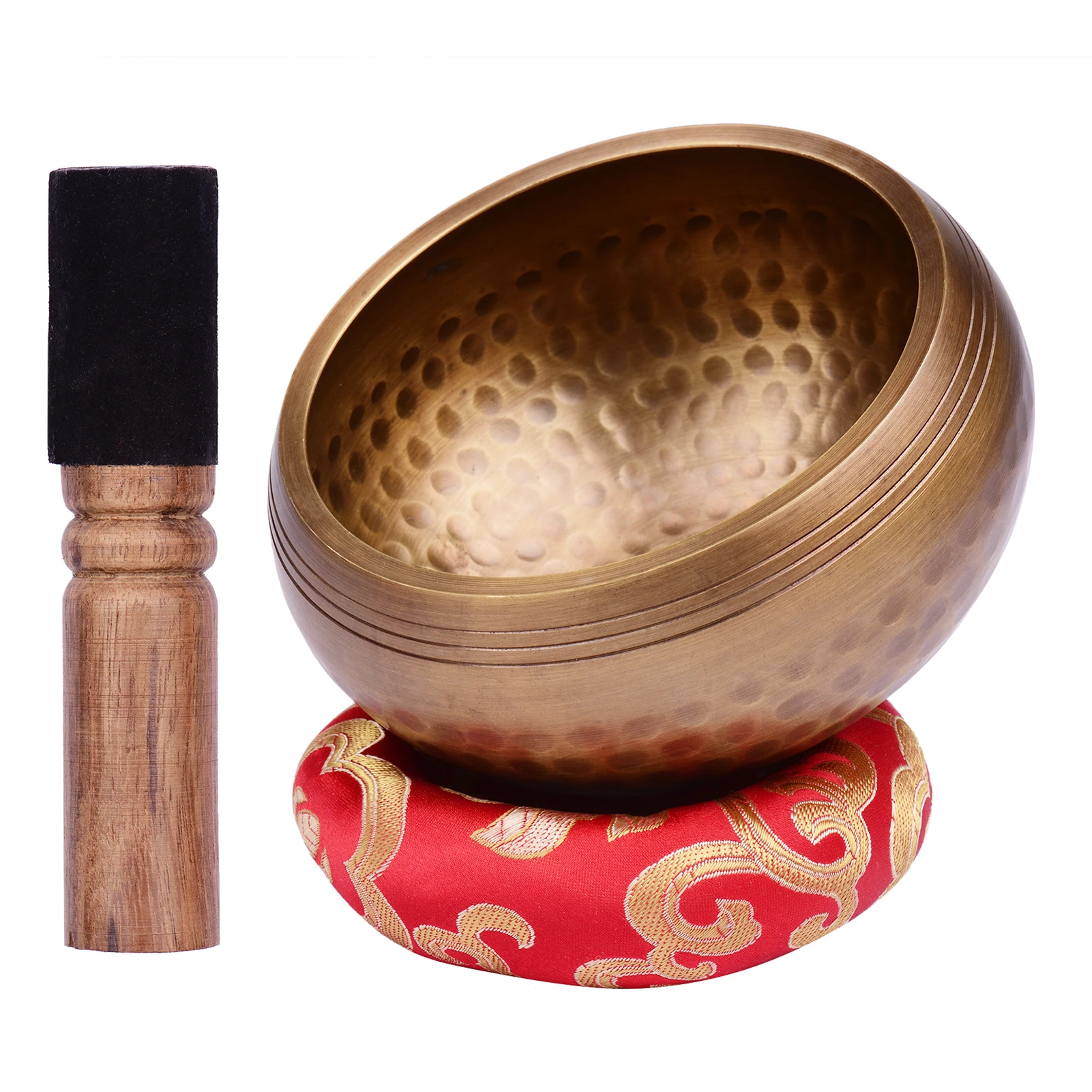 

ammoon Tibetan Singing Bowl Set with 10.5cm Handmade Metal Sound Bowl & Soft Cushion & Wooden Stick for Meditation Sound Yoga