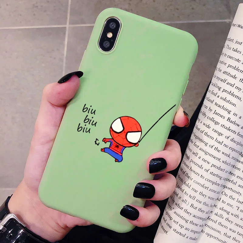 Чехол для телефона XiaoMi RedMi Note 8 7 6 5 K20 Pro Человек-паук Marvel матовый Силиконовый чехол s мягкая задняя крышка - Цвет: P1Green