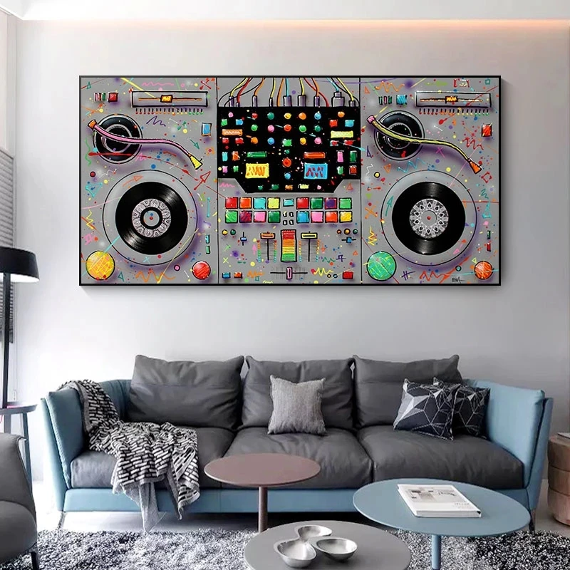 

Colorful Abstract Canvas Prints Wall Art Oil Painting Music Instrument Art Painting Wall Decor Pictures for Living Room