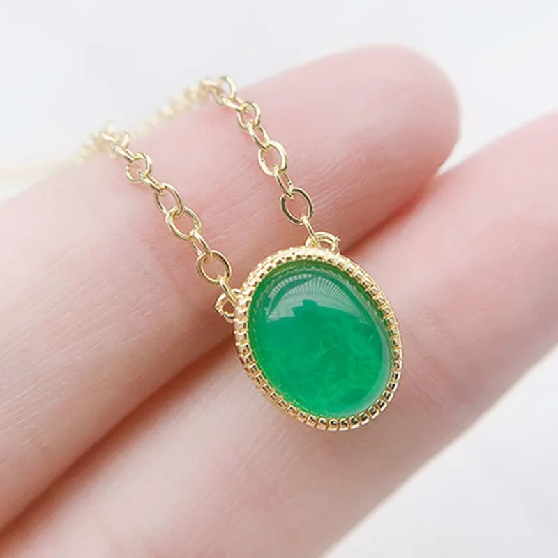 

QTT женское ожерелье с подвеской винтажные золотые ожерелья с цепочкой для женщин овальные изумрудные турмалиновые драгоценные камни сваде...