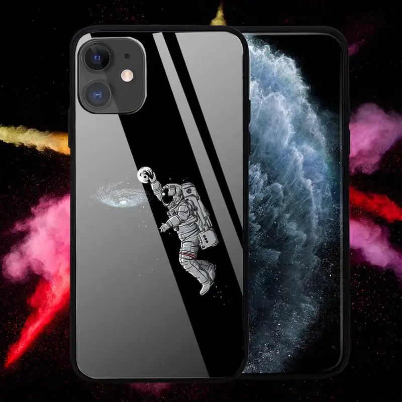 

Space Moon astronaut Phone Case Tempered glass For iphone 6 6S 7 8 plus X XS XR 11 12 mini PRO MAX