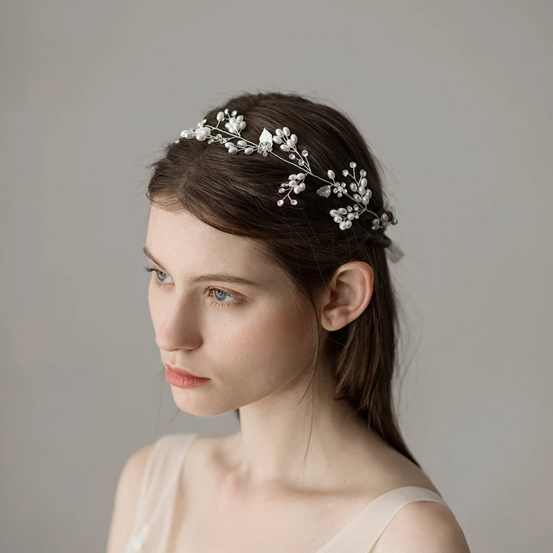 Acessórios para o Cabelo Frisado Elegante Meninas Princesa Nupcial Bandana Embellished Fantasia Feminino Pérola Hairband O342