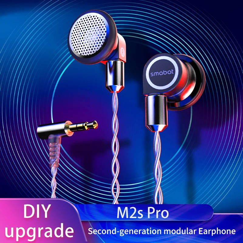 

Smabat M2S Pro Flat Headphone Earplugs High Resolution HiFi Fever Detachable Cable MMCX Metal Music Earphone Earbuds