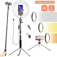 10 inch selfie ring light with phone holder led ring lamp with stick usb for smartphone youtube makeup live studio