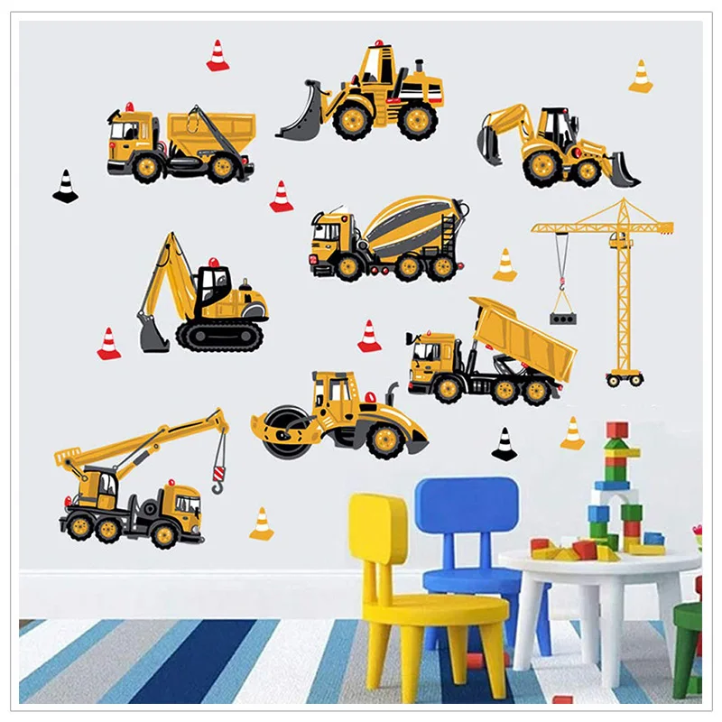 

Наклейки на стену с строительными транспортными средствами