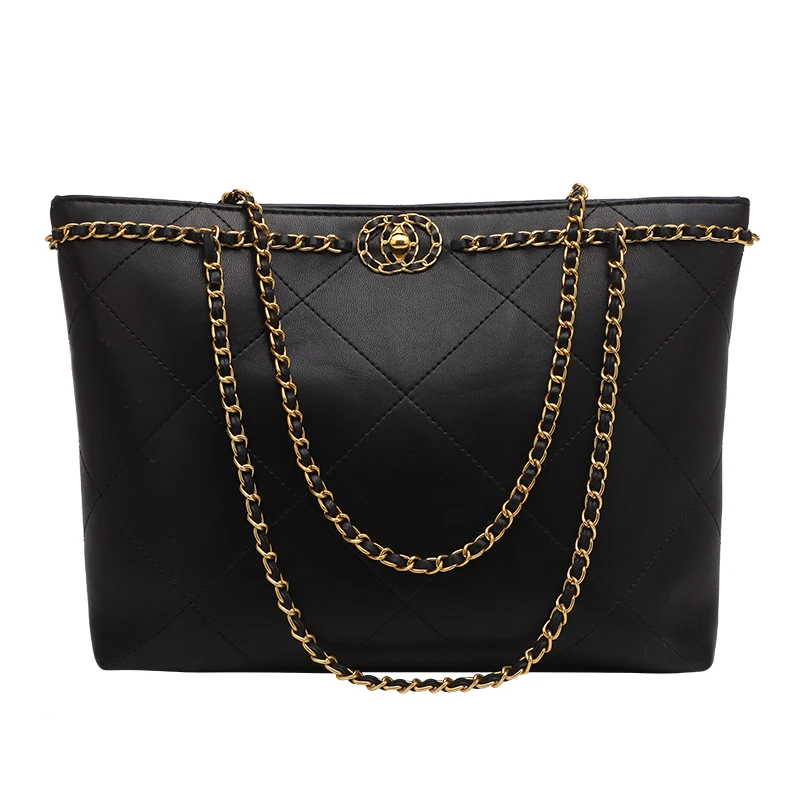 

Luxury Designer Handbag Women's Pu Leather Quilted Shoulder Bag Trendy Brand Chain Underarm Bag 2021 Female Large Shopper Bolsas