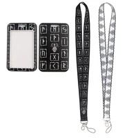 md716 dmlsky old style retro viking black amulet vintage norse runes jewelry punk lanyard with card holder for women and men