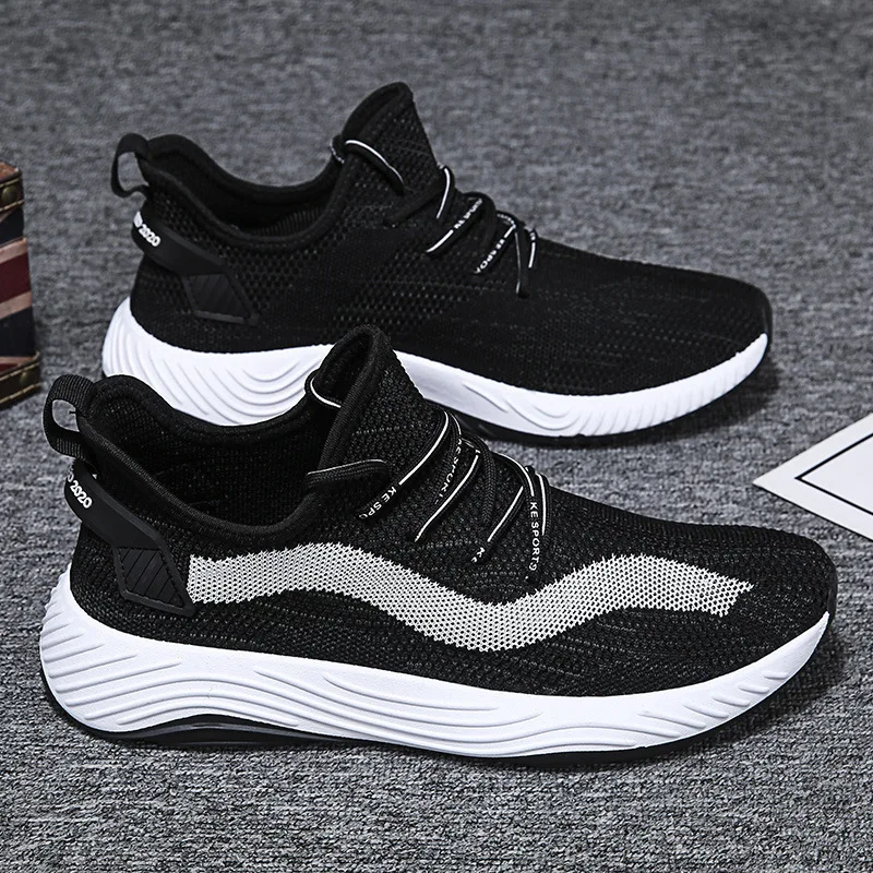 

Кроссовки мужские, сетчатые, черные, для бега, тенниса, на платформе