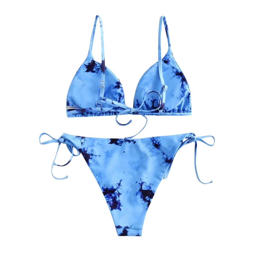 Women Push Up Gradient Print Two Pieces Bikini Set Swimwear Tie-dye Printing Split Swimsuit Cover Beachwear Hot Selling | Женская одежда