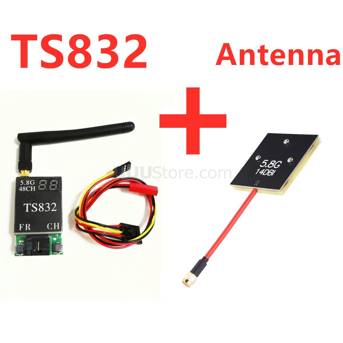 FPVOK TS832 FPV 5,8 ГГц 600 мВт 48CH AV передающий(TX) модуль с RP-SMA антенной для камеры SJCAM Gopro Xiaomi Yi FPV - Цвет: Add 14Dbi Antenna