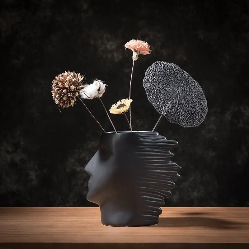 

Nordic Face Vase Ceramic Abstract Flower Pot Balcony Garden Office Ornaments Living Room Desktop Decoration Desk Accessories