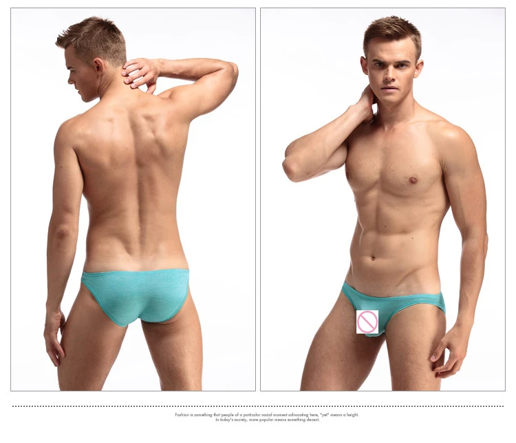 

Men soft Cotton Briefs Breathable Sexy Gay Underwear U Convex Underpants Briefs Low-waist Soild Color