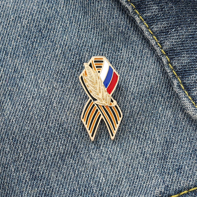 St. George Ribbon Sign Enamel Pins 75th Anniversary of Victory Brooches Badges Women Clothes Bag Jewelry Gift for Friends | Украшения и