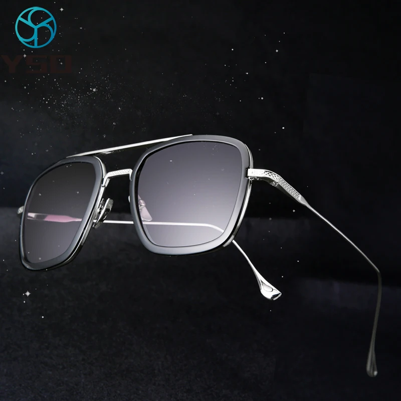 Мужские солнцезащитные очки YSO прямоугольные с оправой из нержавеющей стали и TR