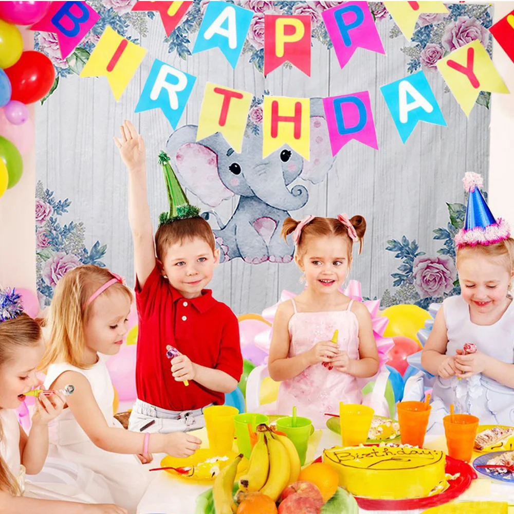 Виниловый фон для студийной фотосъемки с изображением слона животного цветка