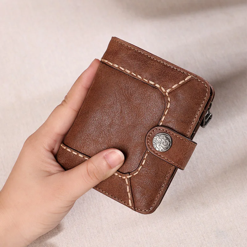 Женский кошелек из натуральной кожи Для женщин Винтаж короткие кошельки с