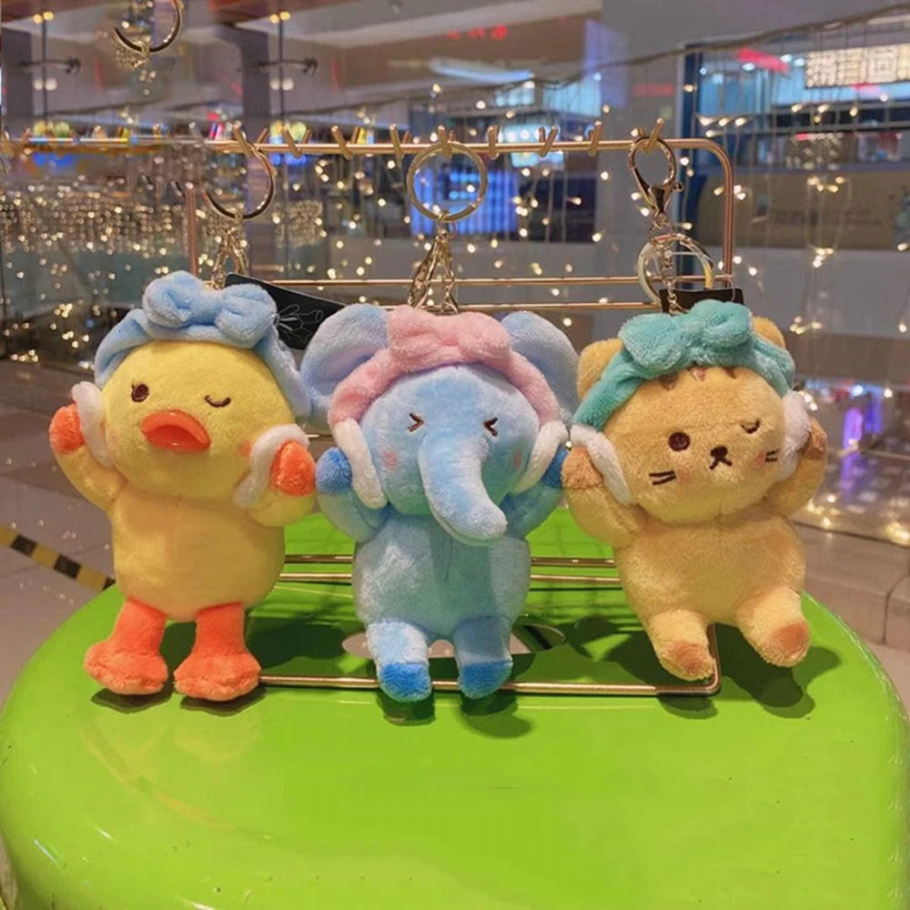 

Cartoon Doll Key Chain Cute Cat Elephant Duck Plush Small Pendant Car Bag Key Chain Stuffed Toys Birthday Christmas Gift Toy