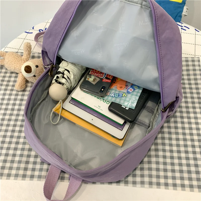 DCIMOR Double Front Pocket Waterproof Nylon Women Backpack Female Preppy Style Schoolbag for Girls Travel Backpacks Book Mochila | Багаж и