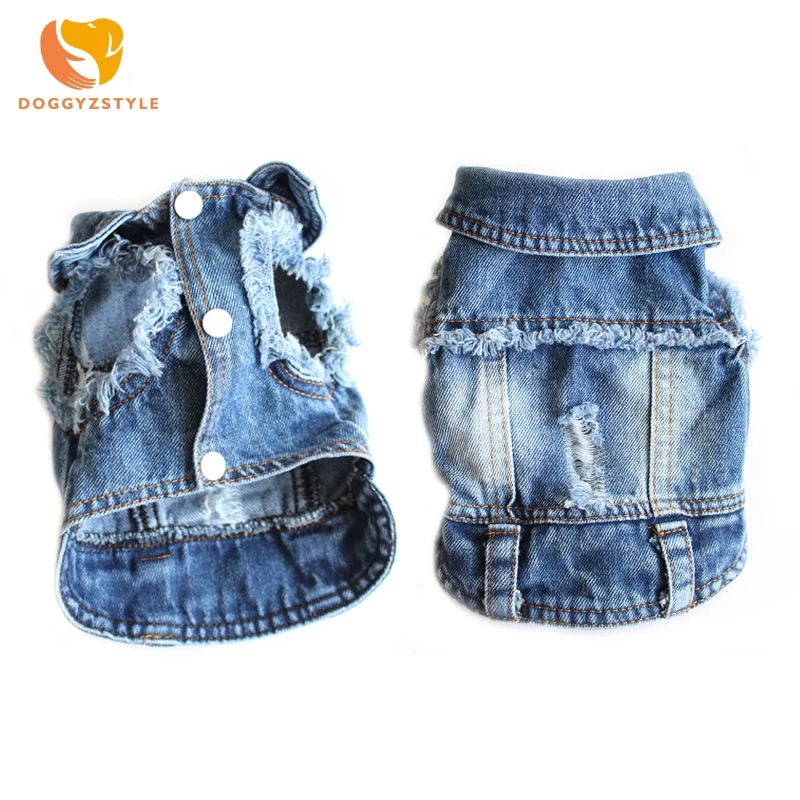 Жилет для домашних питомцев рубашки одежда на весну и осень джинсовая футболка