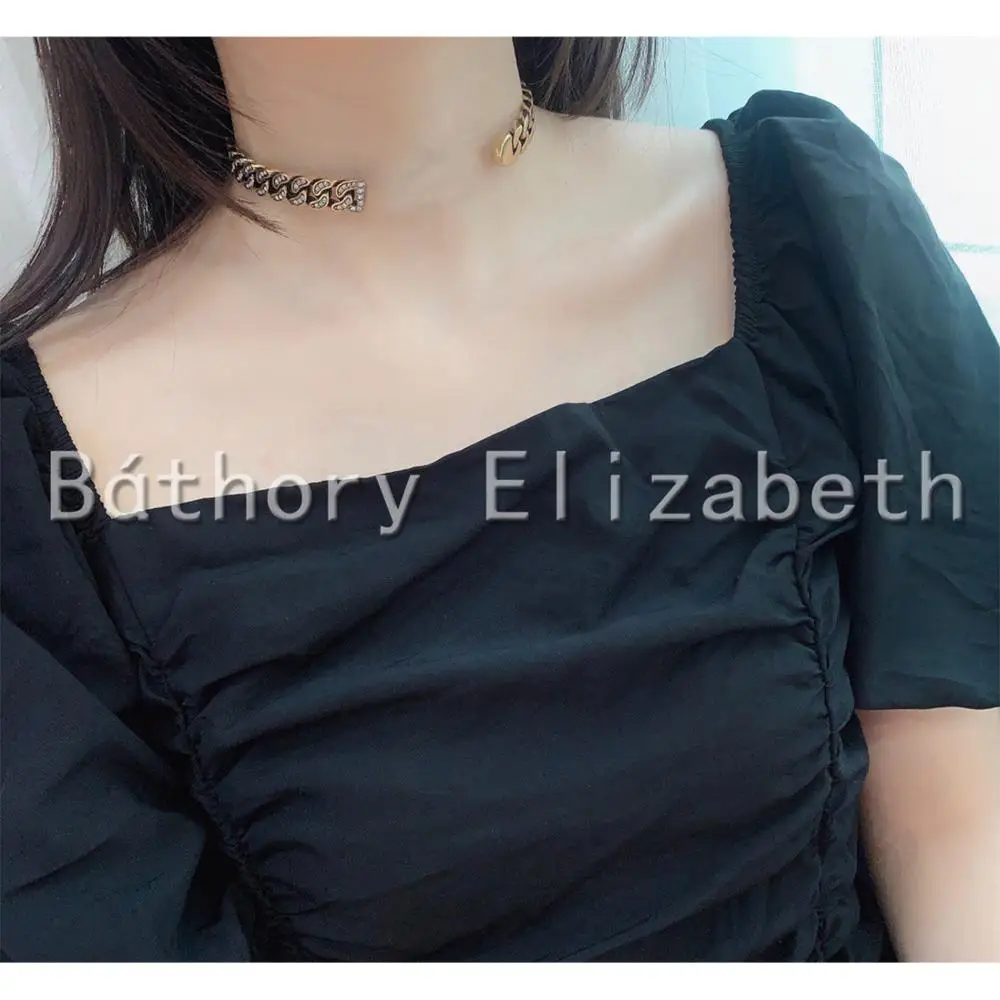 

Bthory Elizabeth New Simple Vintage Classic Chain Necklace Jewelry Statement Metal Texture Choker Necklace Party Gift