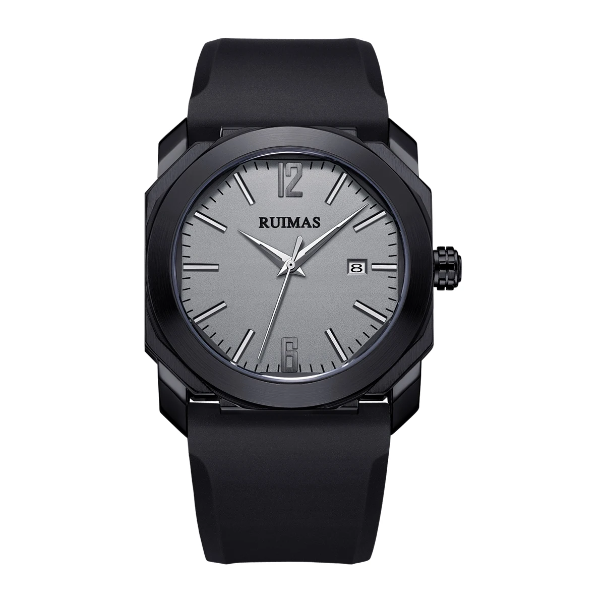 Мужские часы минимализм Ruimas кварцевые подлинный силиконовый ремешок спортивные