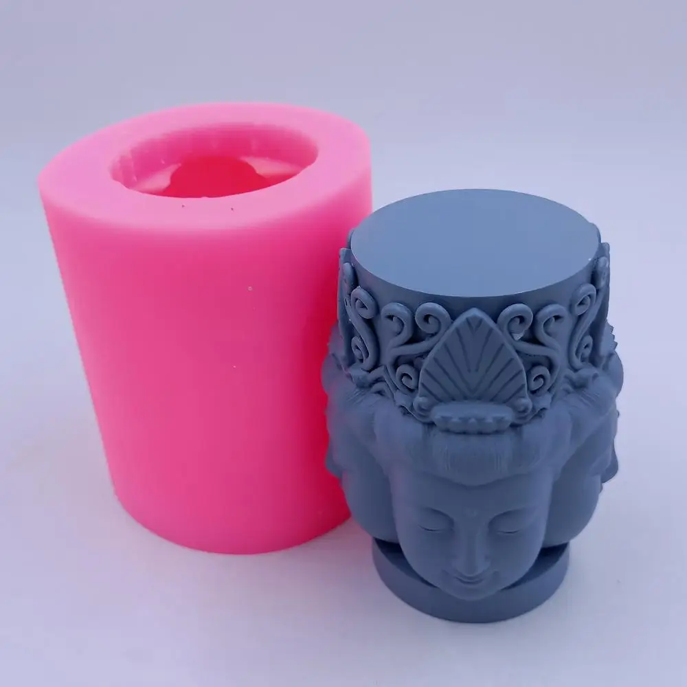 

Four-Face Buddha Head Candle Mold 3D Avalokitesvara Silicone Candle Molds Silicone Mold for Resin Epoxy Gypsum StatuCrafts Mould
