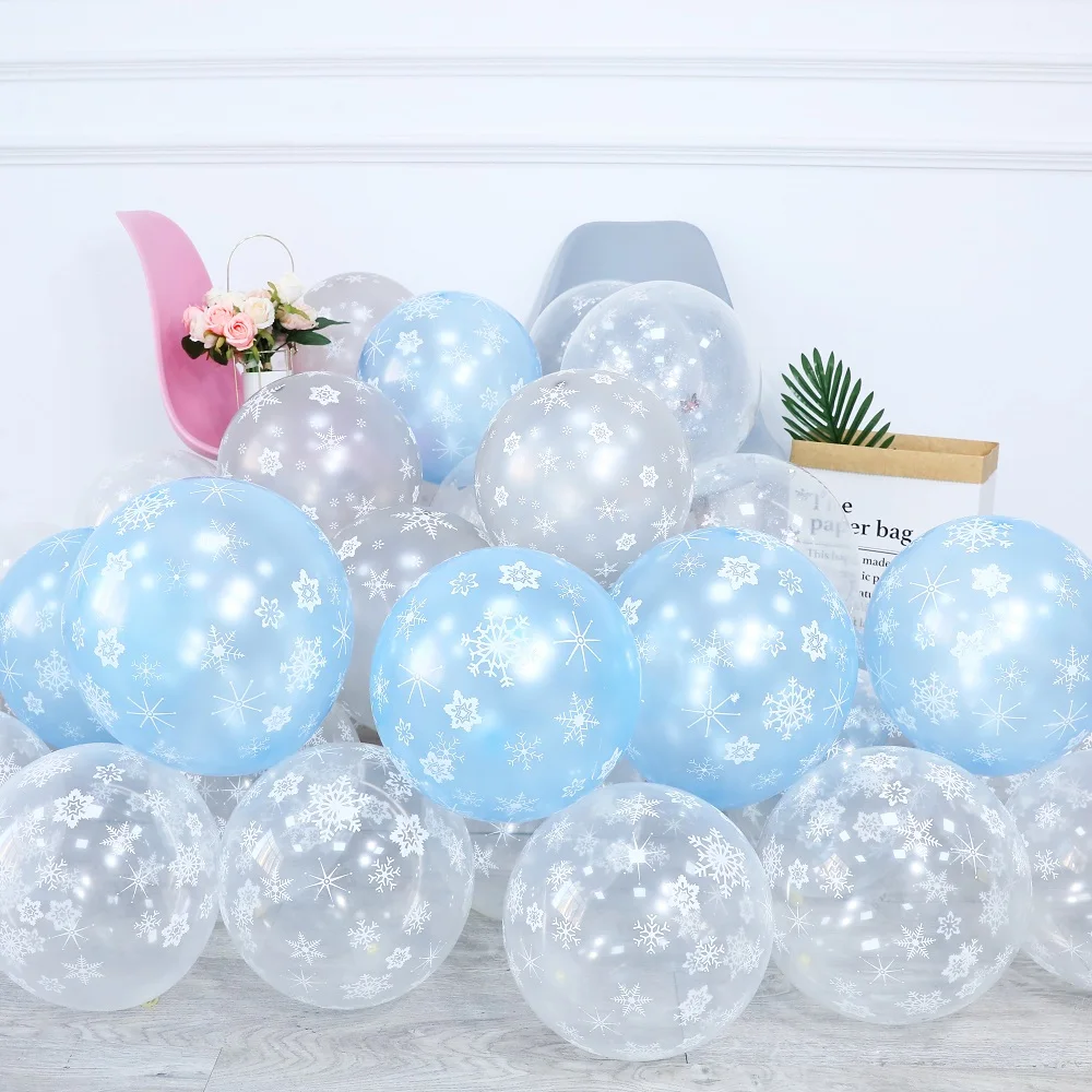 30pcs Christmas Snowflake Balloons The Snow Birthday Theme Confetti Balloon Wedding Party Decoration New Year 2021 - купить по