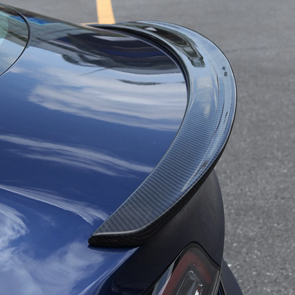 

Car Styling Carbon Fiber Painted Rear Trunk Spoiler Wing Molding Cover Trim for Tesla Model Y 2020 2021 Accessories