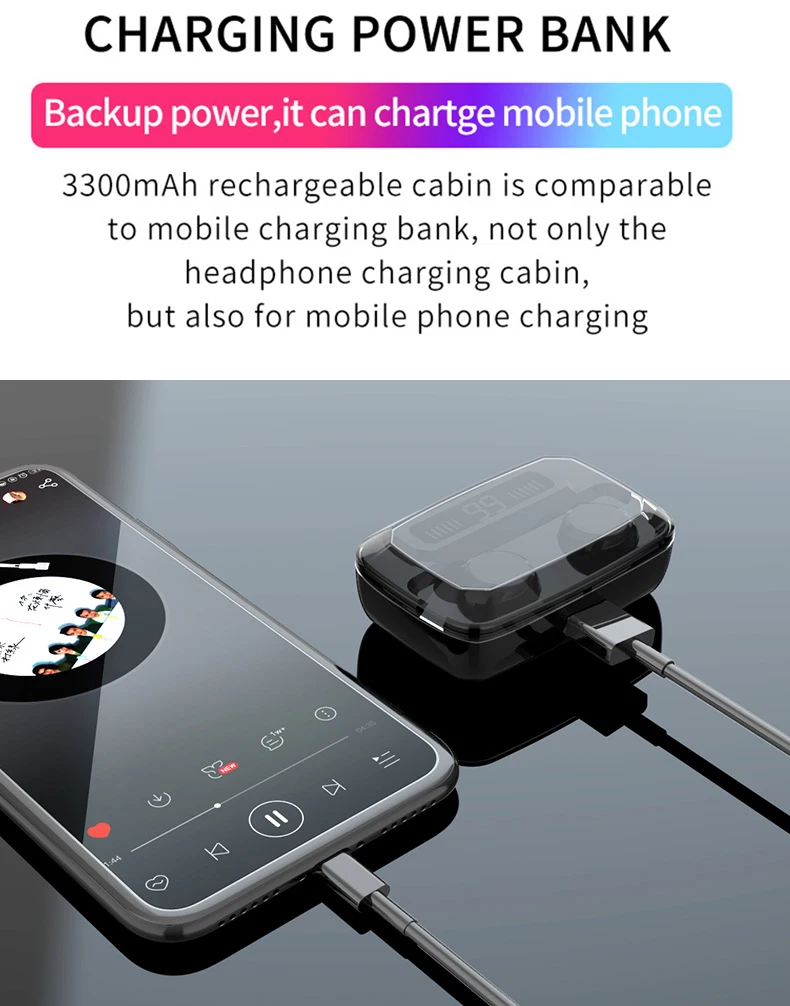 8D беспроводные наушники Bluetooth наушники V5.0 Спортивные Беспроводные наушники светодиодный дисплей сенсорное управление стерео гарнитура с микрофоном