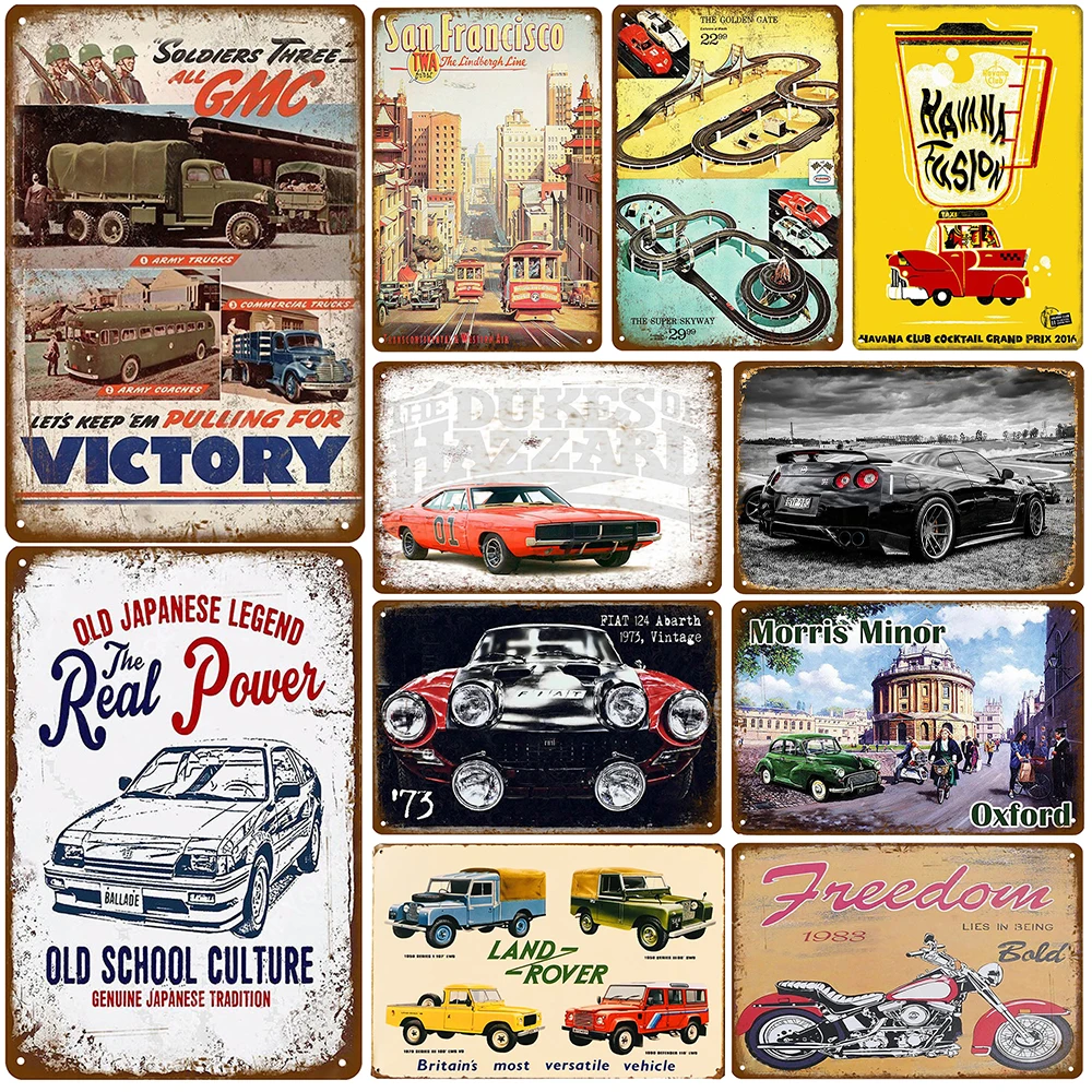 

Старомодные автомобильные плакаты, ретро автомобиль, Оловянная живопись, винтажная металлическая фотоплитка для дома, бара, гаража, декора...
