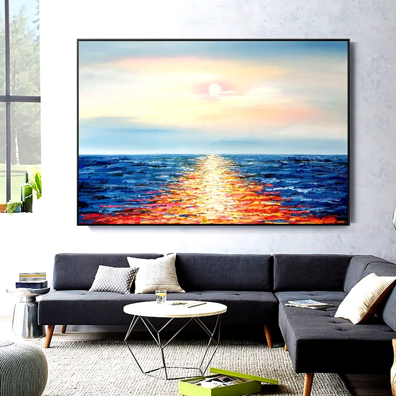 100% ручная роспись абстрактный морской пейзаж картина маслом на холсте искусство