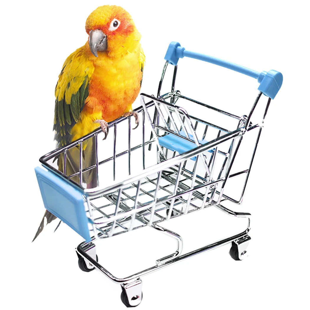 Mini Shopping Cart Creative Alloy Bird Shopping Cart Pretend Toy for Parrot  Storage Toy Gif Small Animal Accessories