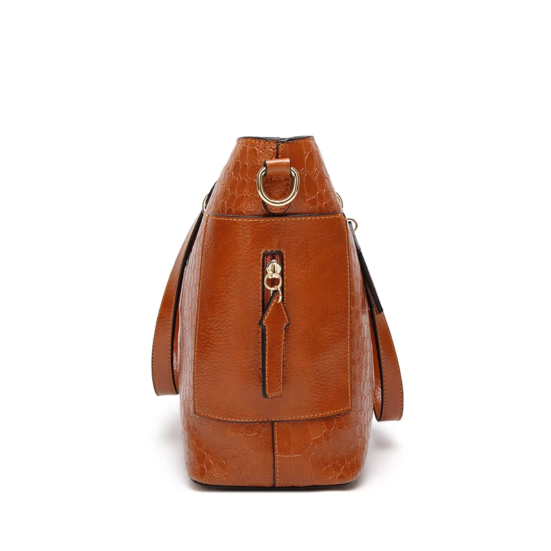 Женская сумка-хобо из крокодиловой кожи с ручками сверху |