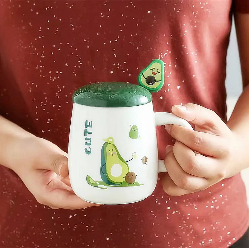 Керамическая кофейная кружка милая чашка керамическая крышка ложка креативная