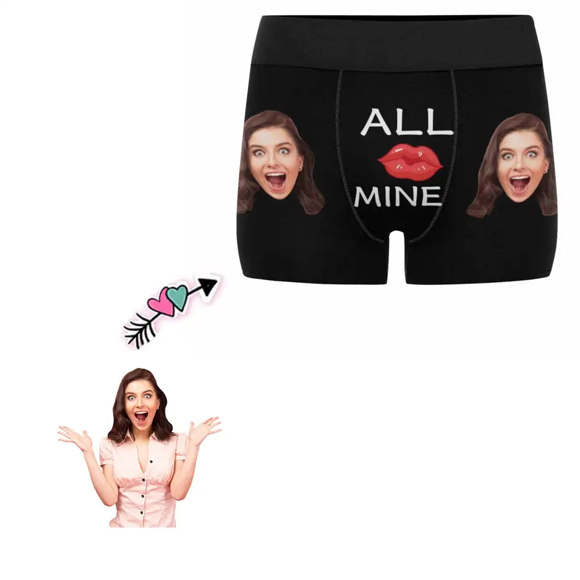 Custom Face Men Print Boxer Briefs Personalized Customize Photo Funny Slogan Husband Gift Underwear Boyfriend Valentine's | Мужская