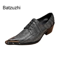 ntparker new mens dress shoes leather italian men party oxfords metal pointed toe high quality grey men formal shoes 4546