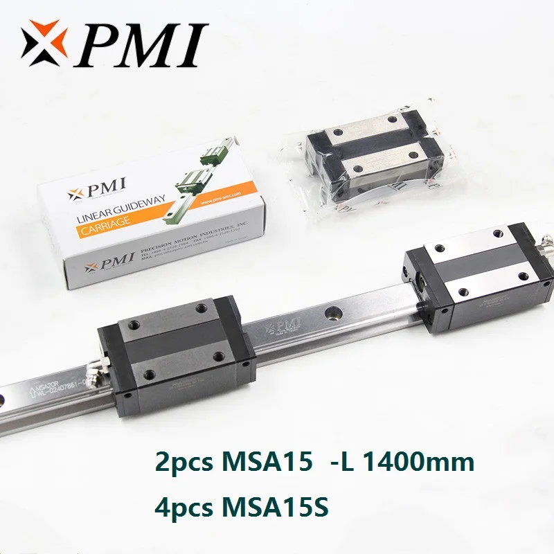 

2pcs origial Taiwan PMI MSA15 -L 1400mm linear guide + 4pcs MSA15S carriage blocks for CNC router