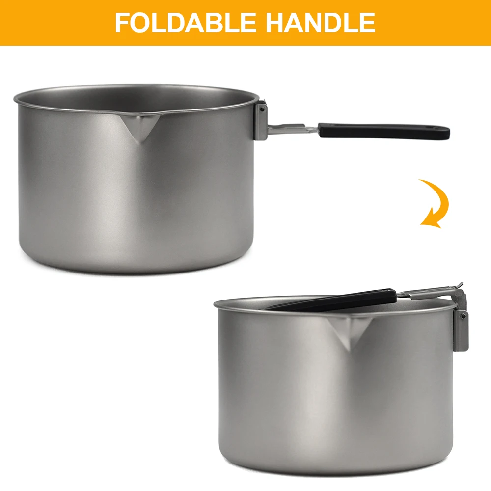 

2000ml / 2800ml Camping Titanium Pot with Foldable Handle Outdoor Camping Hiking Backpacking Cooking Soup Pot