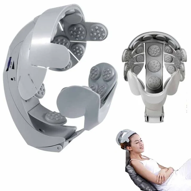 

Electric Head Massager Helmet Scalp Brain Relax Vibration Acupuncture Points Health Care
