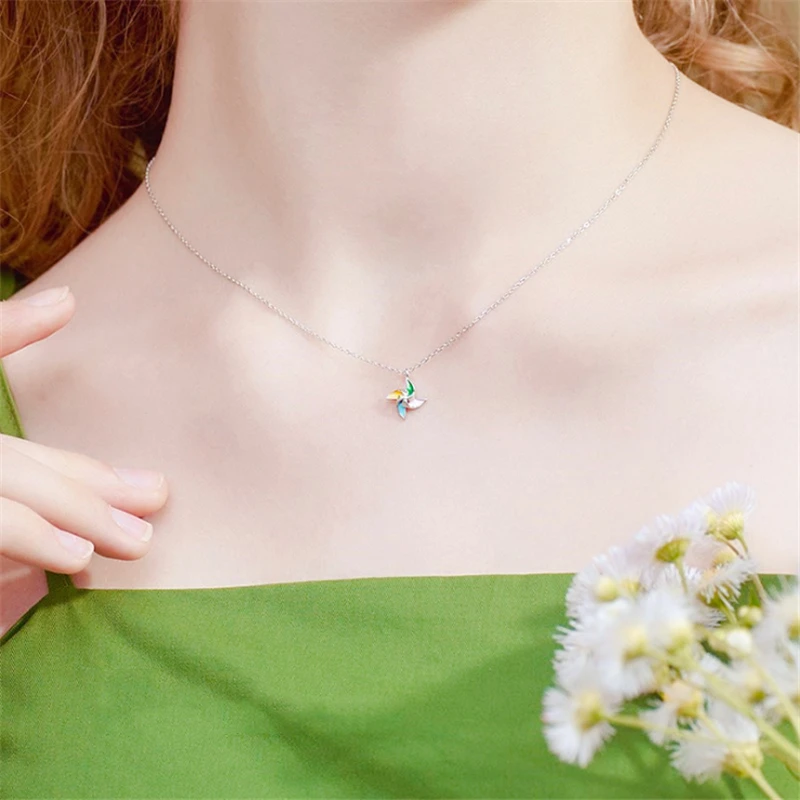 

New Cute Romantic Colored Windmill Winnower Pendant necklace Long Necklaces Woman 2020 Lady Jewellery KXL189