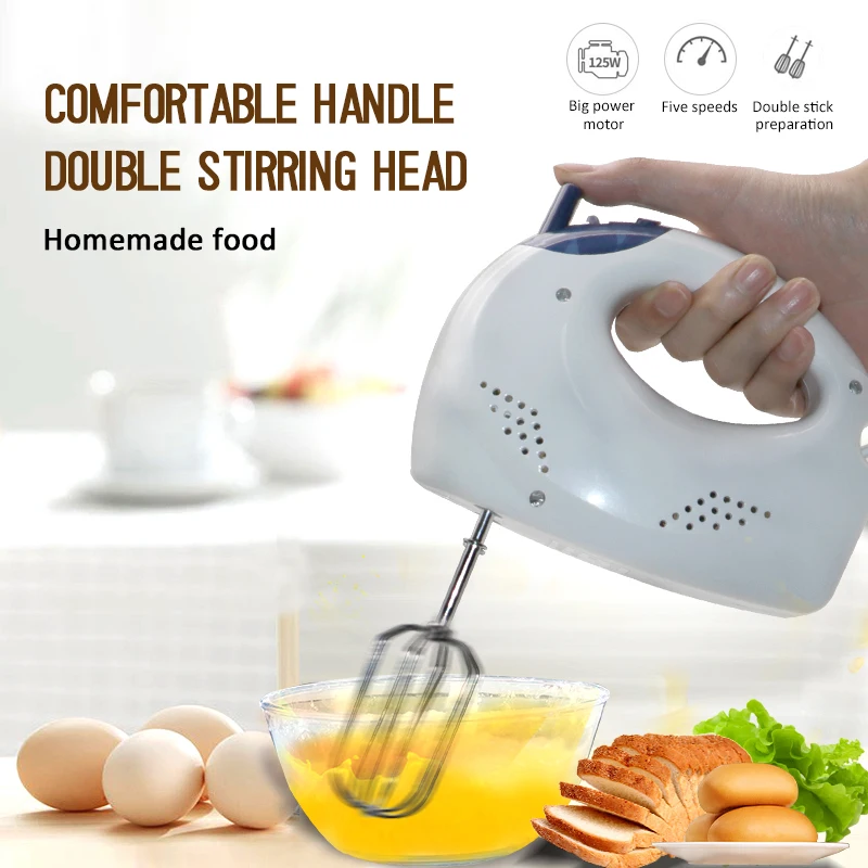 

Eggs Mixer Batter Beater Kitchen Cake Cooking Tools Electrical Handheld Food Blender 5 Speed Adjust Whisk Kitchen Home Cocina