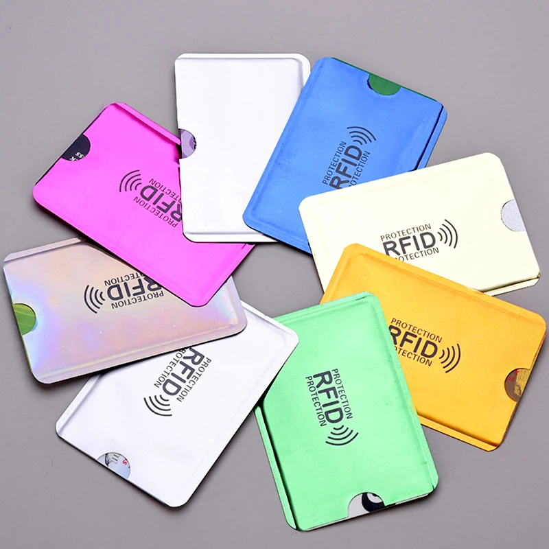 

Mixed Color Sleeve Men Wallet Blocking RFID Reader Lock Bank Card Anti-Scan ID Holder NFC Protection Credit Card Case
