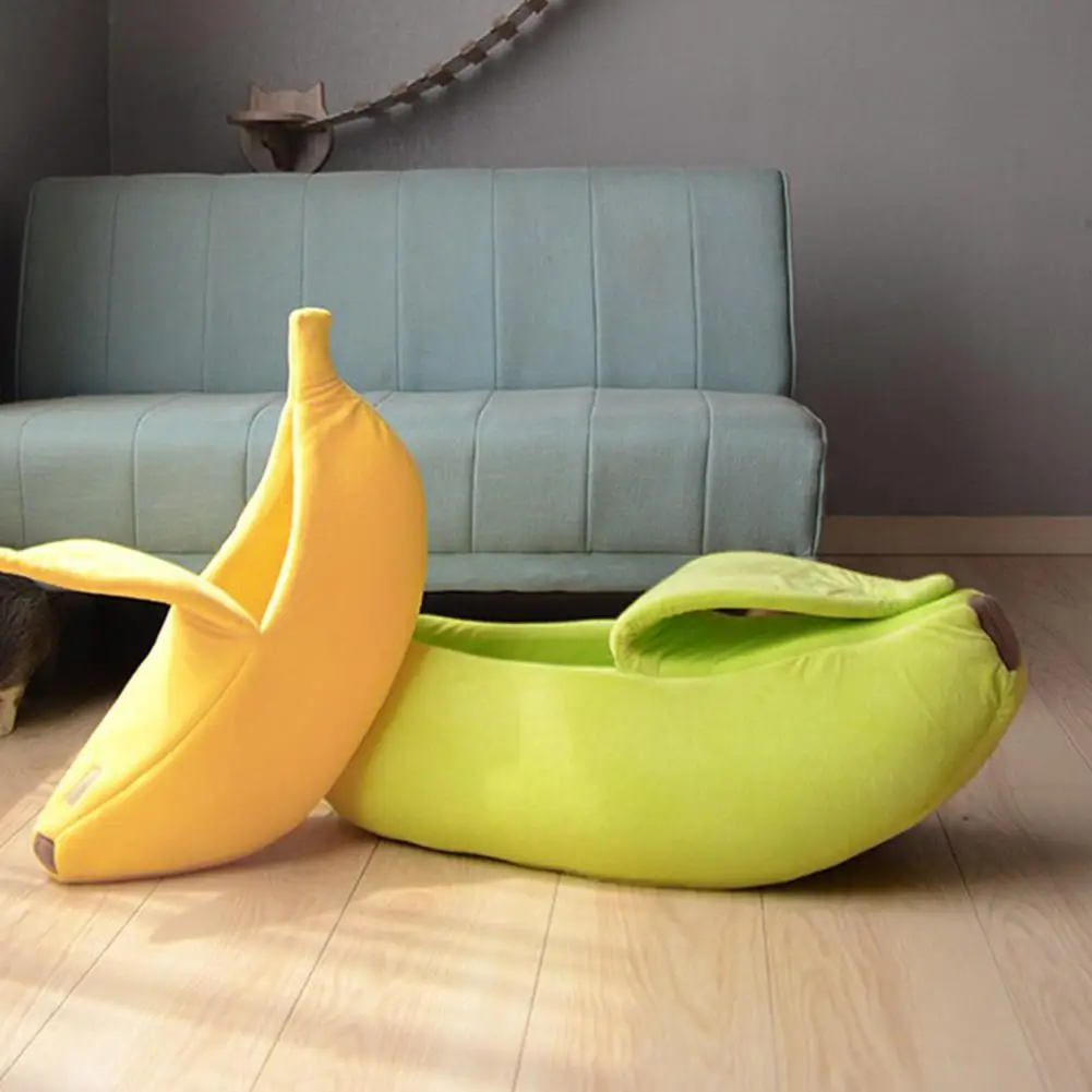 Adeeing Cute Banana Peel Shape Pet Nest Warm House for Dog Cat Winter Sleeping | Дом и сад